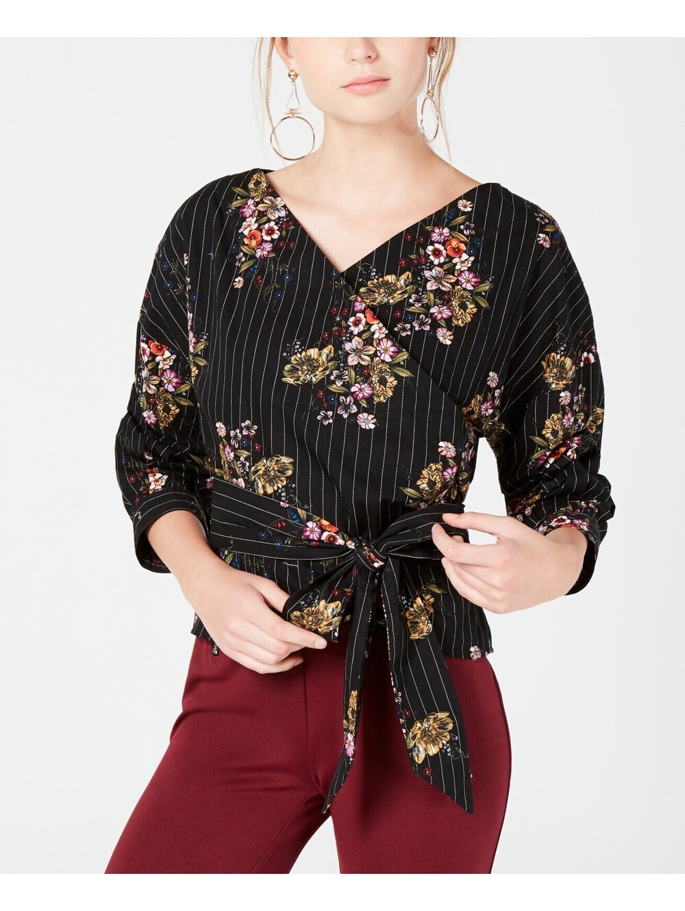 Xoxo Juniors Ruched Sleeve Wrap Blouse Size XS